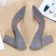 Simple Gris Bureau OL Daim Escarpins 2020 8 cm Talons Épais À Bout Pointu Escarpins