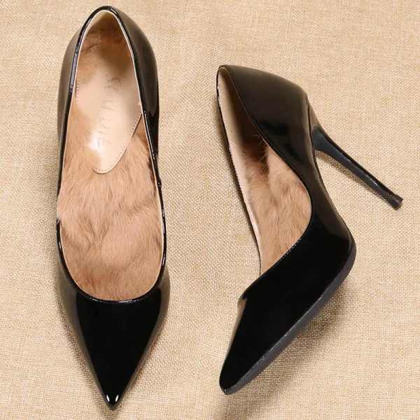 Mote Svart Ball Pumps 2020 Patent Lær 10 cm Stiletthæler Spisse Pumps