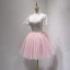Chic / Belle Rougissant Rose Robe De Fete 2018 Princesse En Dentelle Perle V-Cou Dos Nu Manches Courtes Courte Robe De Ceremonie