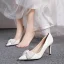 Chic Ivoire Perle Noeud Chaussure De Mariée 2020 8 cm Talons Aiguilles À Bout Pointu Mariage Escarpins