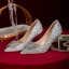 Scintillantes Charmant Bordeaux Chaussure De Mariée 2020 Paillettes Faux Diamant 8 cm Talons Aiguilles À Bout Pointu Mariage Escarpins