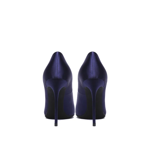 Chic / Belle Bleu Marine Promo Satin Escarpins 2020 10 cm Talons Aiguilles À Bout Pointu Escarpins