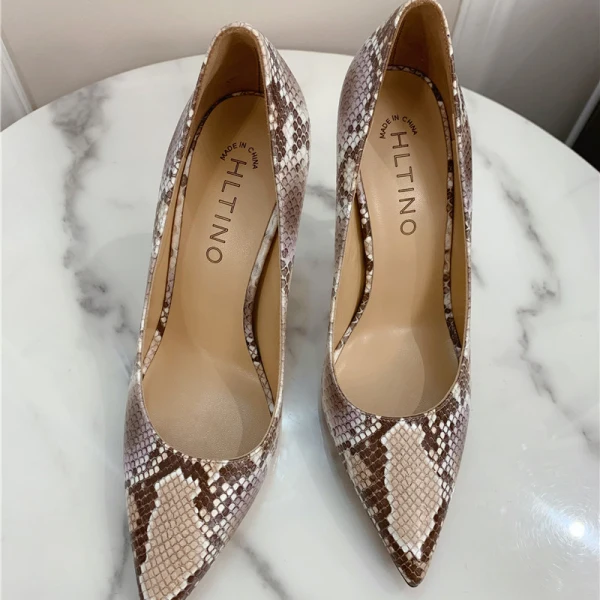 Amazing / Unique Cocktail Party Snakeskin Print Pumps 2020 Leather 10 cm Stiletto Heels Pointed Toe Pumps