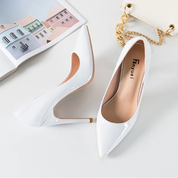 Schöne Silber Cocktail Lackleder Pumps 2020 10 cm Stilettos Spitzschuh Pumps