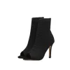 Chic / Belle Noire Vêtement de rue Tricot Bottes Femme 2020 10 cm Talons Aiguilles Peep Toes / Bout Ouvert Bottes