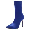 Fashion Winter Black Street Wear Womens Boots 2020 11 cm Stiletto Heels Pointed Toe Boots