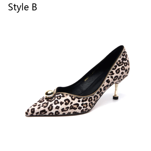 Sexy Soirée Imprimé Léopard Escarpins 2020 Cuir 5 cm Talons Aiguilles À Bout Pointu Escarpins