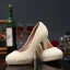 Charmant Ivoire Club de carnaval Perle Escarpins 2020 Cuir 14 cm Talons Aiguilles Imperméables À Bout Pointu Escarpins