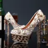 Stunning Luxury / Gorgeous Pearl Rhinestone Wedding Shoes 2020 Leather Waterproof 14 cm Stiletto Heels Round Toe Wedding Pumps