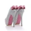 Charmant Argenté Faux Diamant Chaussure De Mariée 2020 Noeud Cuir Imperméables 14 cm Talons Aiguilles À Bout Rond Mariage Escarpins