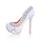Sexy Ivory Pearl Rhinestone Wedding Shoes 2020 Leather Waterproof 14 cm Stiletto Heels Round Toe Wedding Pumps