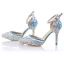 Sexy Silver Evening Party Rhinestone Womens Sandals 2020 Ankle Strap 10 cm Stiletto Heels Pointed Toe Sandals