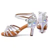 Sexy Charming White Rhinestone Latin Dance Shoes 2020 Ankle Strap 8 cm Stiletto Heels Open / Peep Toe Dancing Sandals