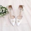 Élégant Blanche En Dentelle Faux Diamant Chaussure De Mariée 2020 Bride Cheville 9 cm Talons Aiguilles À Bout Pointu Mariage Talons