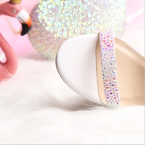 Sexy Multi-Couleurs Faux Diamant Soirée Sandales Femme 2020 Bride Cheville 9 cm Talons Aiguilles Peep Toes / Bout Ouvert Sandales