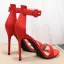 Schlicht Rot Abend Wildleder Sandalen Damen 2020 Knöchelriemen 10 cm Stilettos Peeptoes Sandaletten