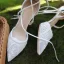 Classy Ivory Lace Flower Wedding Shoes 2020 Leather Pearl Rhinestone 6 cm Stiletto Heels Pointed Toe Wedding Heels