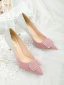 Uroczy Rumieniąc Różowy Cekiny Buty Ślubne 2020 Rhinestone 8 cm Szpilki Szpiczaste Ślub Czółenka
