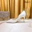 Chic / Beautiful Ivory Satin Wedding Shoes 2020 Pearl 8 cm Stiletto Heels Pointed Toe Wedding Pumps