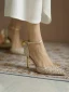 Charming Gold Pearl Rhinestone Wedding Shoes 2020 Leather Ankle Strap 7 cm Stiletto Heels Pointed Toe Wedding Heels