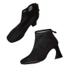 Fashion Black Casual See-through Womens Boots 2020 Ankle 7 cm Thick Heels Pointed Toe Boots