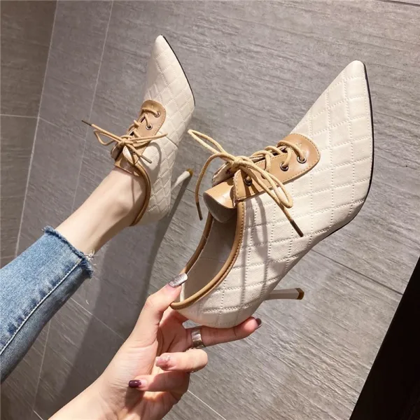 Fashion Black Street Wear Pumps 2020 7 cm Stiletto Heels Pointed Toe Pumps