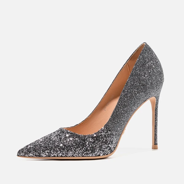 Scintillantes Argenté Soirée Paillettes Escarpins 2021 Cuir 10 cm Talons Aiguilles À Bout Pointu Escarpins