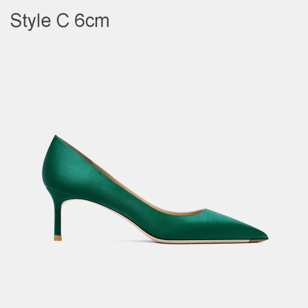 Modest / Simple Green Office OL Pumps 2021 Leather 10 cm Stiletto Heels Pointed Toe Pumps
