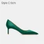 Modest / Simple Green Office OL Pumps 2021 Leather 10 cm Stiletto Heels Pointed Toe Pumps