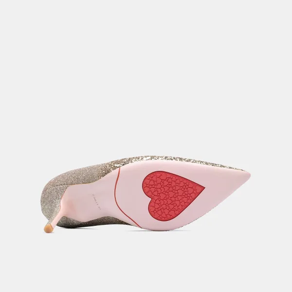 Scintillantes Doré Soirée Cuir Paillettes Escarpins 2021 8 cm Talons Aiguilles À Bout Pointu Escarpins