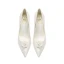 Élégant Ivoire Satin Chaussure De Mariée 2021 Perle Fleur 8 cm Talons Aiguilles À Bout Pointu Mariage Escarpins