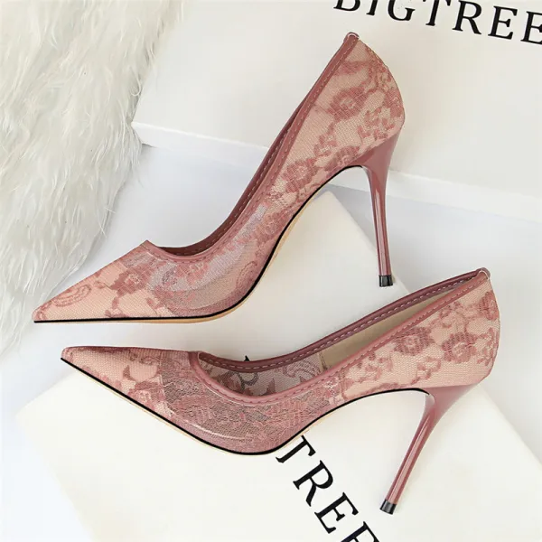 Fine Elfenben Brudesko 2018 Blonder 10 cm Stiletthæler Spisse Bryllup Pumps