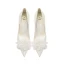Chic Ivoire Satin Chaussure De Mariée 2021 Fleur 8 cm Talons Aiguilles À Bout Pointu Mariage Escarpins