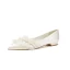 Stilig Elfenben Perle Satin Flate Brudesko 2021 Spisse Bryllup Pumps