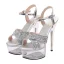 Sexy Noire Club de carnaval Paillettes Sandales Femme 2021 Bride Cheville 15 cm Talons Aiguilles Peep Toes / Bout Ouvert Sandales Talons Hauts