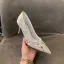 Sparkly Charming White Lace Rhinestone Wedding Shoes 2021 Tulle 7 cm Stiletto Heels Pointed Toe Wedding Pumps