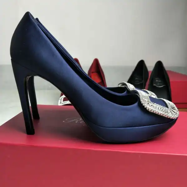 Edles Schwarz Strass Schnalle Ball Pumps 2021 Satin Wasserdichte 12 cm Stilettos Spitzschuh Pumps
