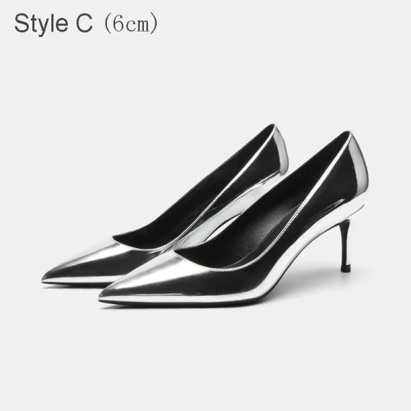 Chic / Belle Argenté Bureau OL Cuir Escarpins 2021 10 cm Talons Aiguilles À Bout Pointu Escarpins