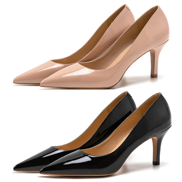 Modest / Simple Blushing Pink Office OL Leather Pumps 2021 Patent Leather 7 cm Stiletto Heels Pointed Toe Pumps
