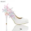 Chic / Beautiful White Wedding Shoes 2018 Leather Butterfly Rhinestone 14 cm Stiletto Heels Round Toe Wedding Pumps