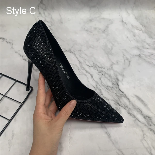 Scintillantes Argenté Soirée Faux Diamant Escarpins 2021 9 cm Talons Aiguilles À Bout Pointu Escarpins