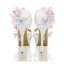 Chic / Beautiful Wedding Shoes 2018 Leather Pearl Butterfly Ankle Strap 14 cm Stiletto Heels Open / Peep Toe Wedding High Heels White