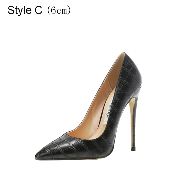 Fashion Black Evening Party Alligator Print Pumps 2021 10 cm Stiletto Heels High Heels Pointed Toe Pumps