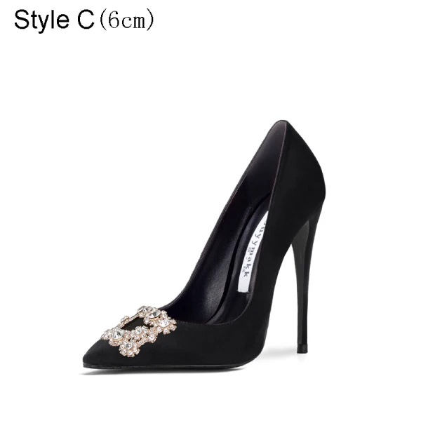Charmant Schwarz Abend Strass Pumps 2021 10 cm Stilettos Hochhackige Spitzschuh Pumps