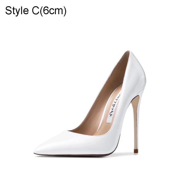 Sexy Weiß Abend Lackleder Pumps 2021 10 cm Stilettos Hochhackige Spitzschuh Pumps