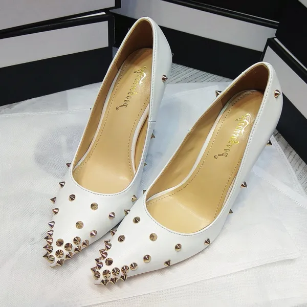 Charmant Rosa Abend Niet Pumps 2021 10 cm Stilettos Hochhackige Spitzschuh Pumps