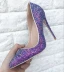 Sparkly Purple Sequins Rave Club Pumps 2021 Leather 10 cm Stiletto Heels High Heels Pointed Toe Pumps