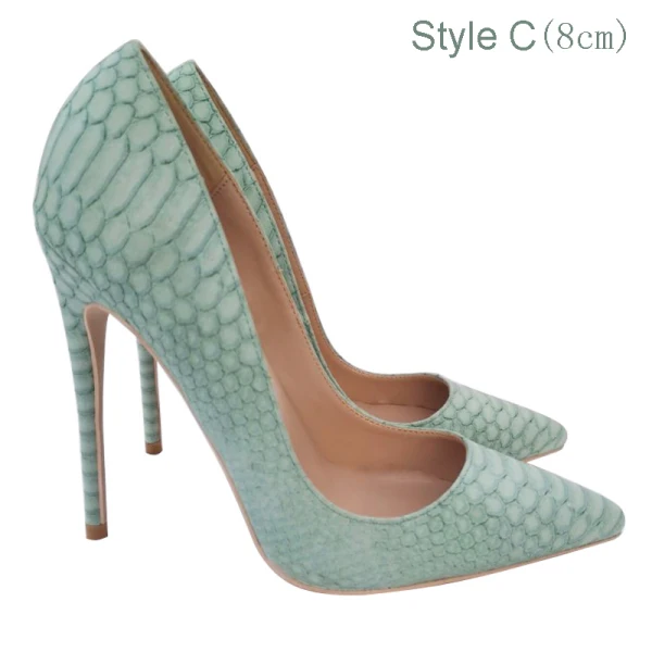 Chic / Beautiful Mint Green Cocktail Party Snakeskin Print Pumps 2021 Leather 12 cm Stiletto Heels Pointed Toe High Heels