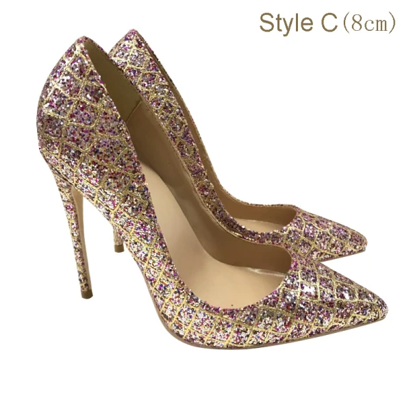 Sparkly Sjarmerende Multi-Farger Aften Paljetter Pumps 2021 12 cm Stiletthæler Spisse Høyhælte
