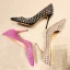 Sexy Tan Abend Strass Pumps 2021 Leder 10 cm Stilettos Hochhackige Spitzschuh Pumps